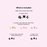 Custom Initials Connected with Heart Digital Files