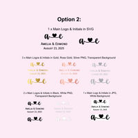 Custom Initials, Names & Date Connected with Heart Digital Files