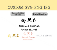 Custom Initials, Names & Date Connected with Heart Digital Files