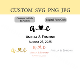 Custom Initials, Names & Date Connected with Heart Digital Files