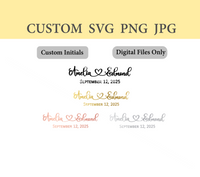 Custom Names Connected with Heart & Date Digital Files