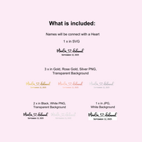Custom Names Connected with Heart & Date Digital Files