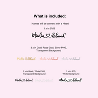 Custom Names Connected with Heart Digital Files