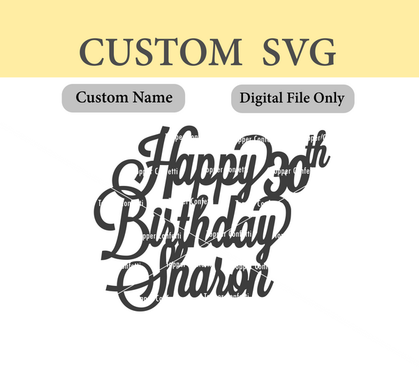 Custom Name and Age Happy Birthday Digital File