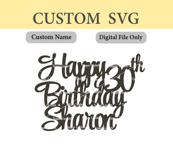 Custom Name and Age Happy Birthday Digital File
