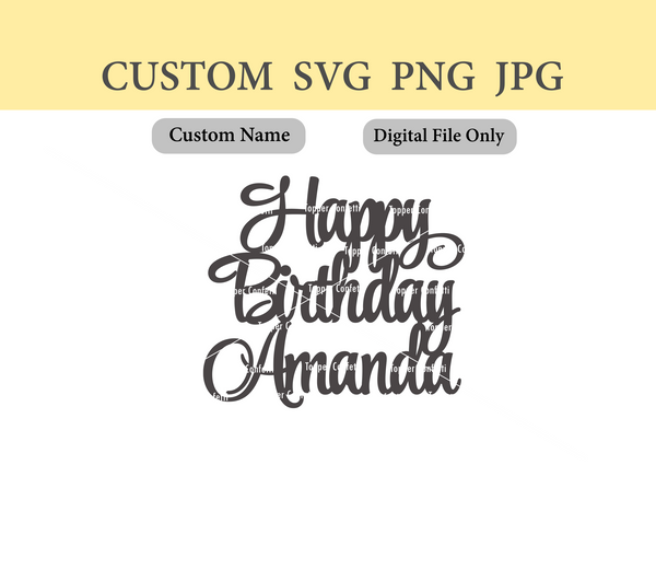 Custom Name Happy Birthday Digital File