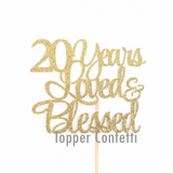 20 Years Loved & Blessed Cake Topper