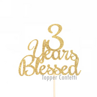 3 Years Blessed Cake Topper