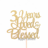 3 Years Loved & Blessed Cake Topper