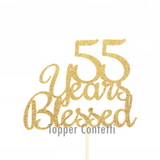 55 Years Blessed Cake Topper