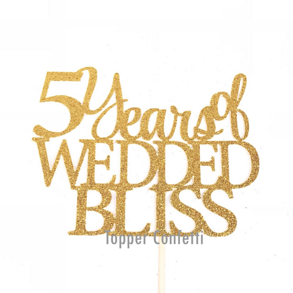 5 Years of Wedded Bliss Cake Topper