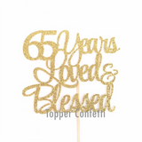 65 Years Loved & Blessed Cake Topper