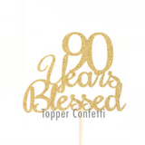 90 Years Blessed Cake Topper