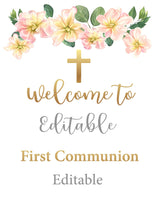 Editable - First Communion Welcome Sign