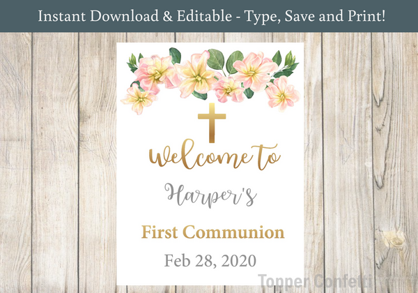 Editable - First Communion Welcome Sign