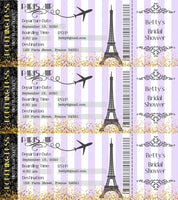 Editable - Double Sided Boarding Pass Invitation, Purple and Gold