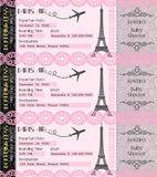 Editable - Double Sided Boarding Pass Invitation, Pink