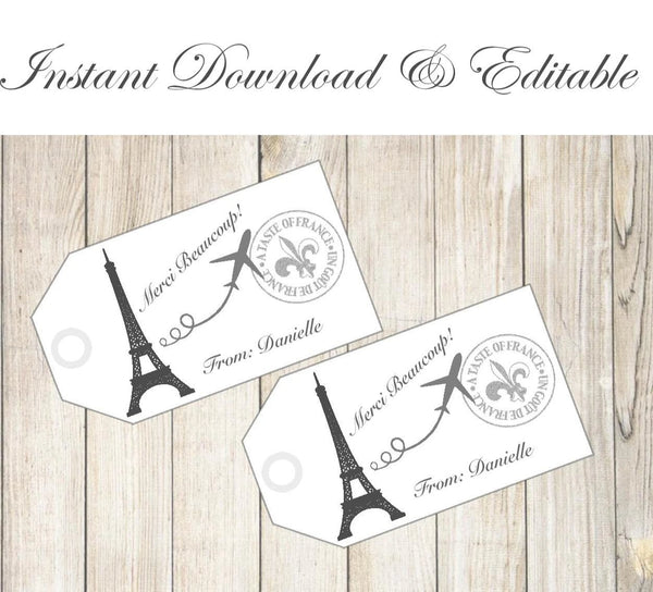 Editable - Paris Favor Tag