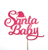 Santa Baby Cake Topper, Christmas Baby Shower Topper, Christmas Cake Topper, Holidays Baby Shower Topper, Santa Hat Topper