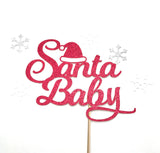 Santa Baby Cake Topper, Christmas Baby Shower Topper, Christmas Cake Topper, Holidays Baby Shower Topper, Santa Hat Topper