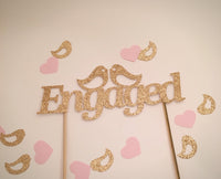 Engaged Cake Topper, Love Bird Engaged Cake Topper, Bridal Shower Cake Topper, Bride to Be Cake Topper, Bridal Shower Decorations