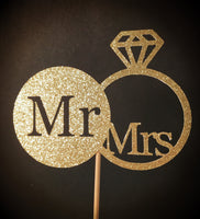 Mr and Mrs Topper, Wedding Cake Topper, Engagement Cake Topper, Bride to Be Cake Topper, Bridal Shower, Glitter Topper