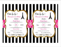 Editable - Double Sided Boarding Pass Invitation, Hot Pink and Gold