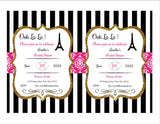 Editable - Double Sided Boarding Pass Invitation, Hot Pink and Gold