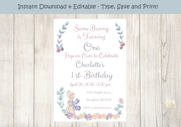 Editable - Some Bunny is One Invitation